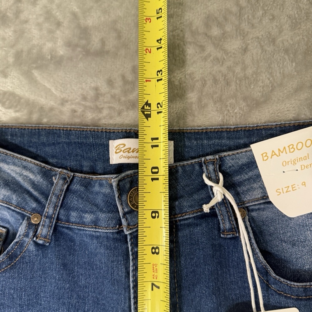 Bamboo Embroidered Bell Bottoms Wide Flare Jeans Sz 9 Blue Soft Denim NWT - Picture 5 of 10